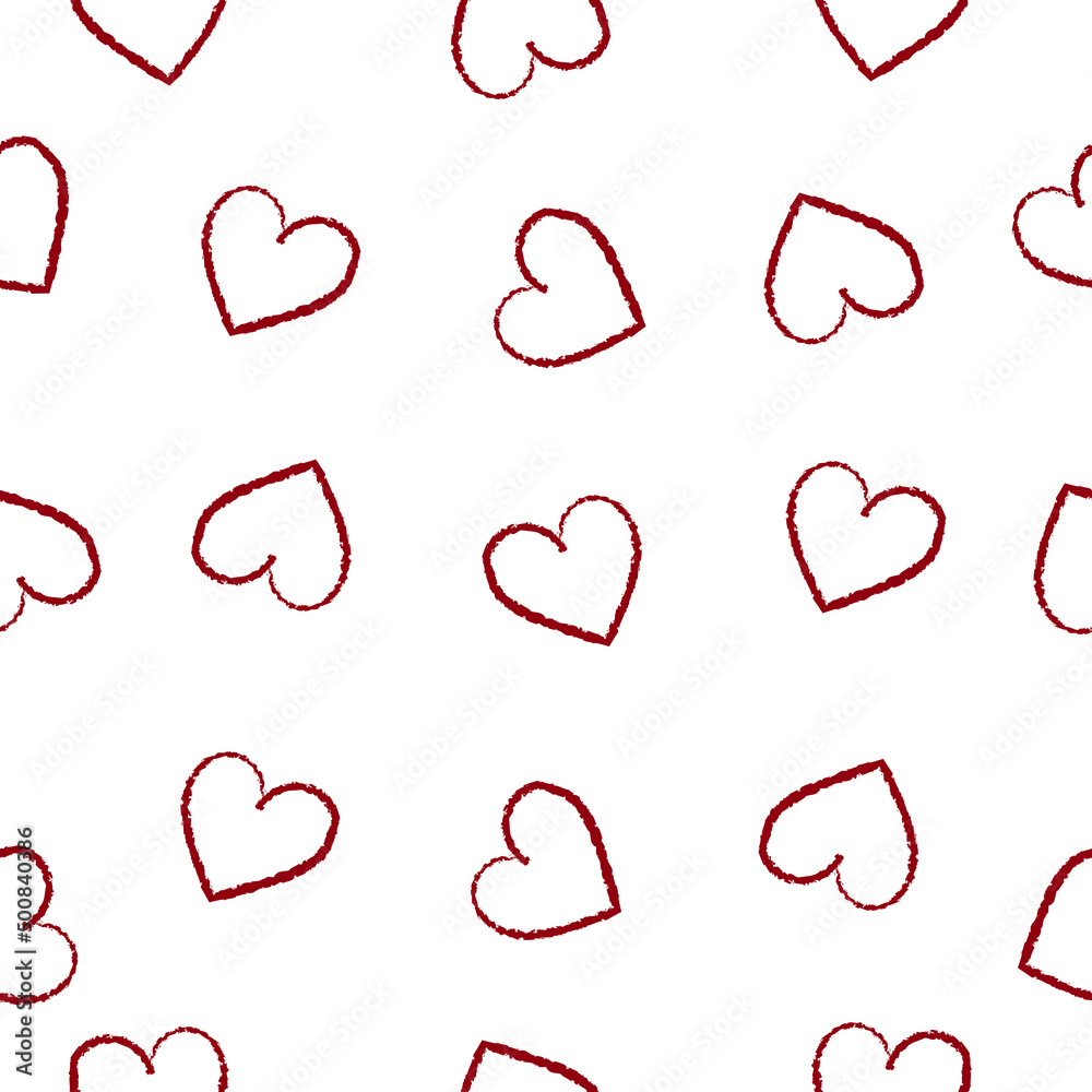 Valentines day seamless pattern with red hearts silhouettes.Valentine hearts background