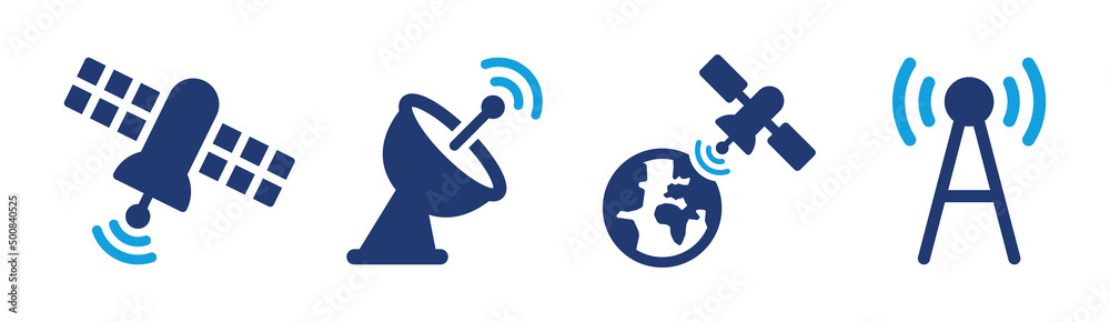 Φωτογραφία Wireless satellite technology icon set