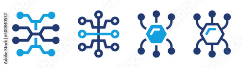 Technology icon collection. Circuit board icon. Cyber technology concept.