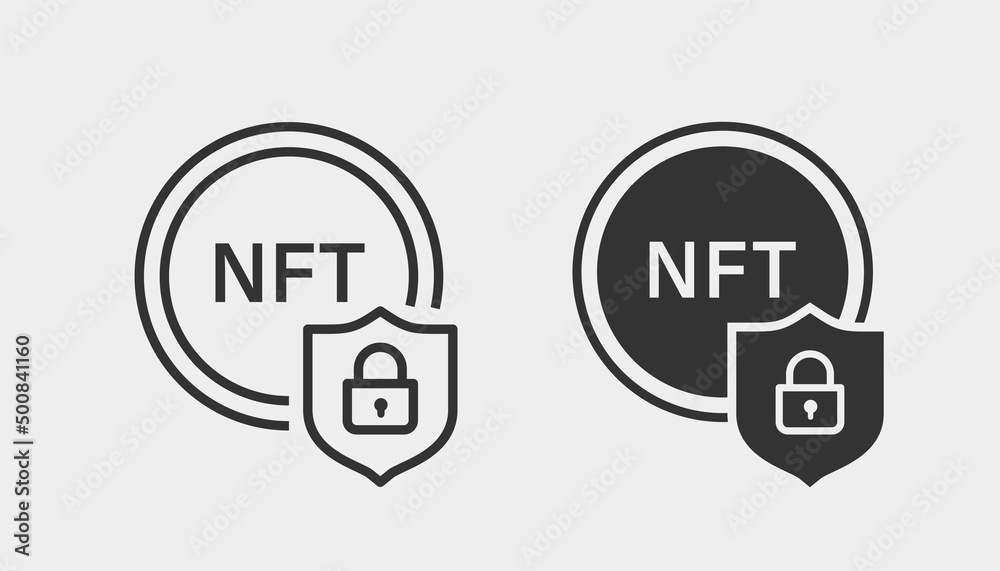 NFT coin icon. Black vector illustration isolated on white background. NFT coin icon. Black vector illustration isolated on white background.