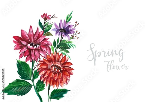 .Beautiful decorative colorful flowers spraing background photo