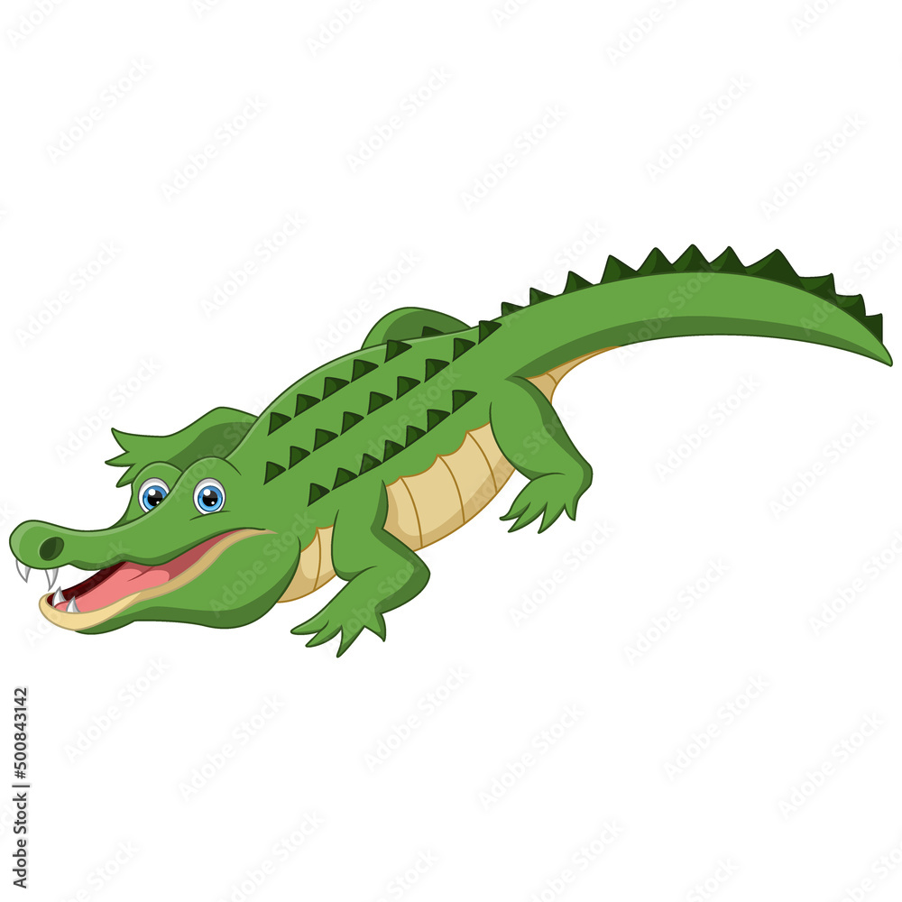 Fototapeta premium Cute alligator cartoon on white background