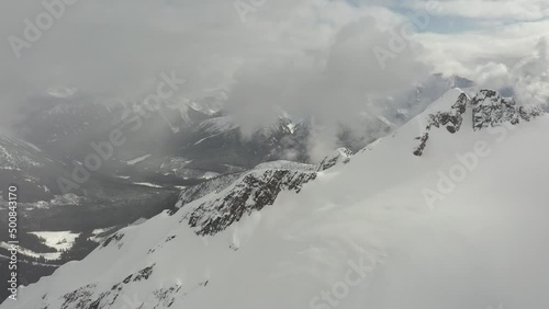 Moody landscape of a mountain ridge in British Columbia, Canada photo