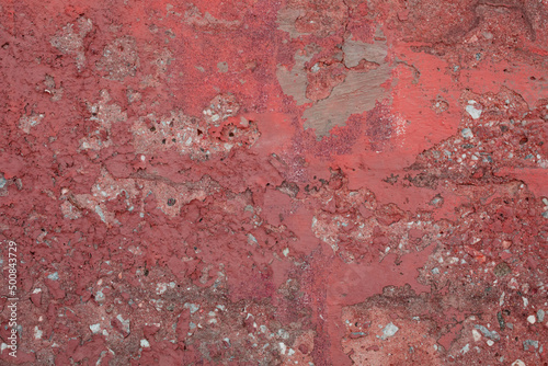 Red coral painted concrete wall texture