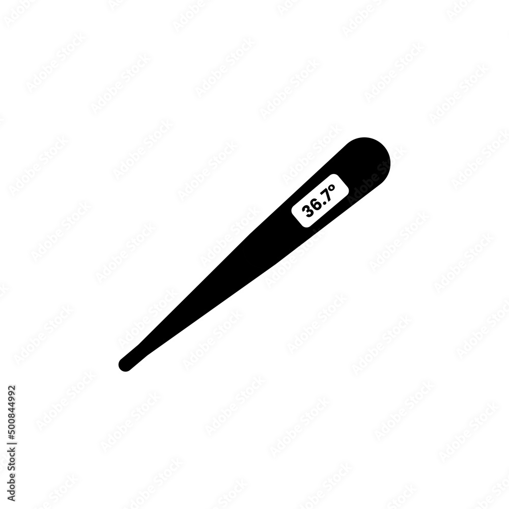 Digital Thermometer Silhouette. Black and White Icon Design Element on Isolated White Background Digital Thermometer Silhouette. Black and White Icon Design Element on Isolated White Background