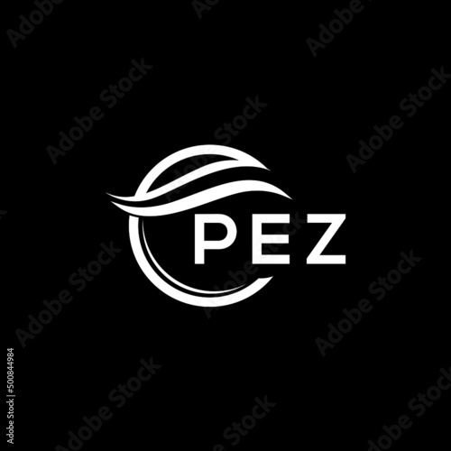 PEZ letter logo design on black background. PEZ  creative initials letter logo concept. PEZ letter design.
 photo
