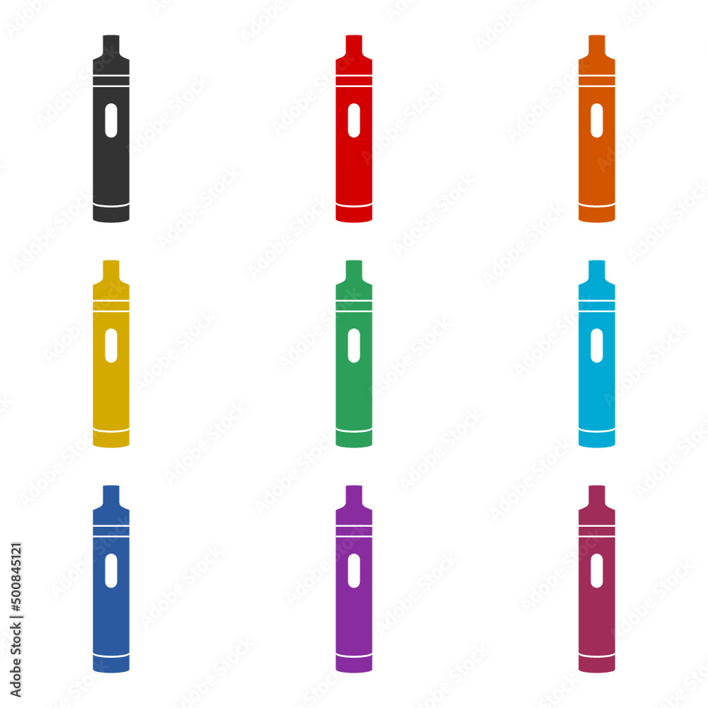 Electronic cigarette icon color set isolated on white background Electronic cigarette icon color set isolated on white background