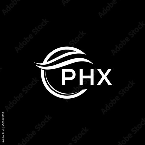PHX letter logo design on black background. PHX  creative initials letter logo concept. PHX letter design.
 photo