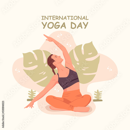 Flat design international day of yoga concept
