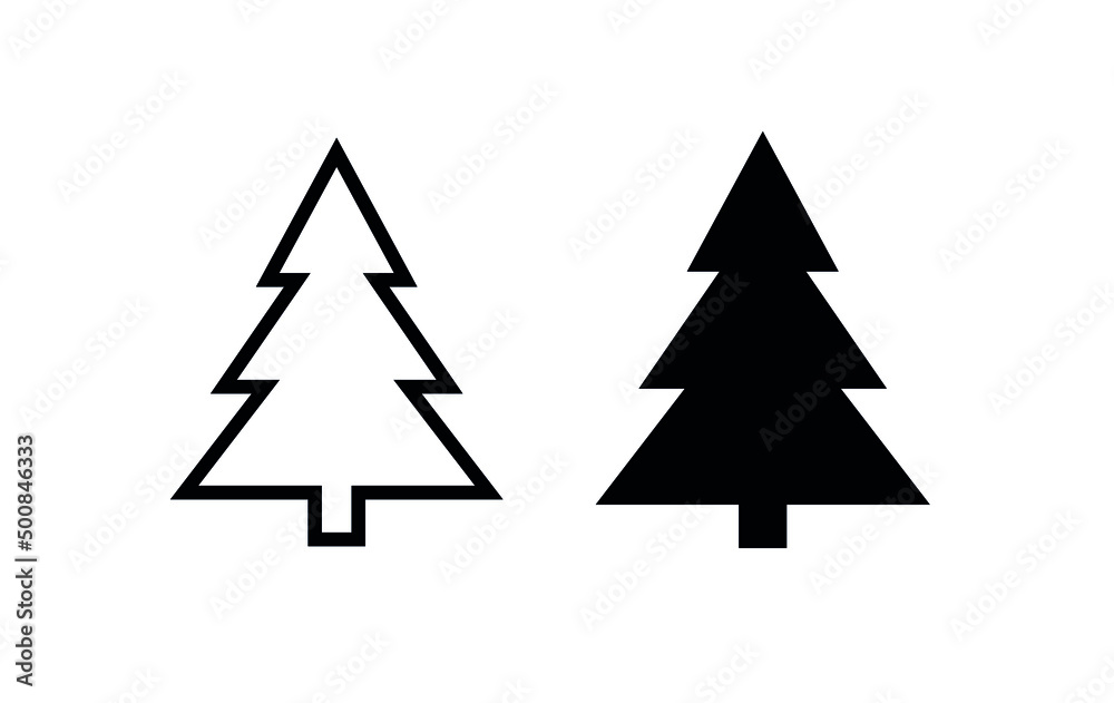 Christmas tree icon. Symbol of new year or christmas. Holiday attribute.