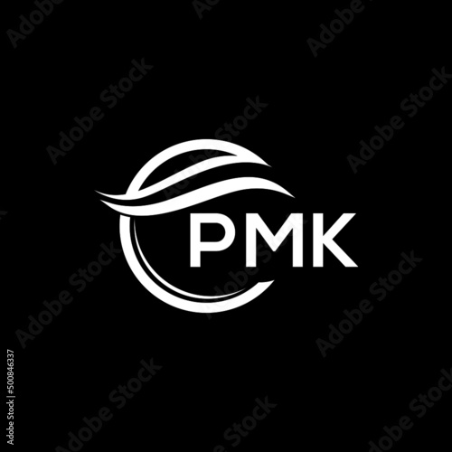 PMK letter logo design on black background. PMK  creative initials letter logo concept. PMK letter design.
 photo