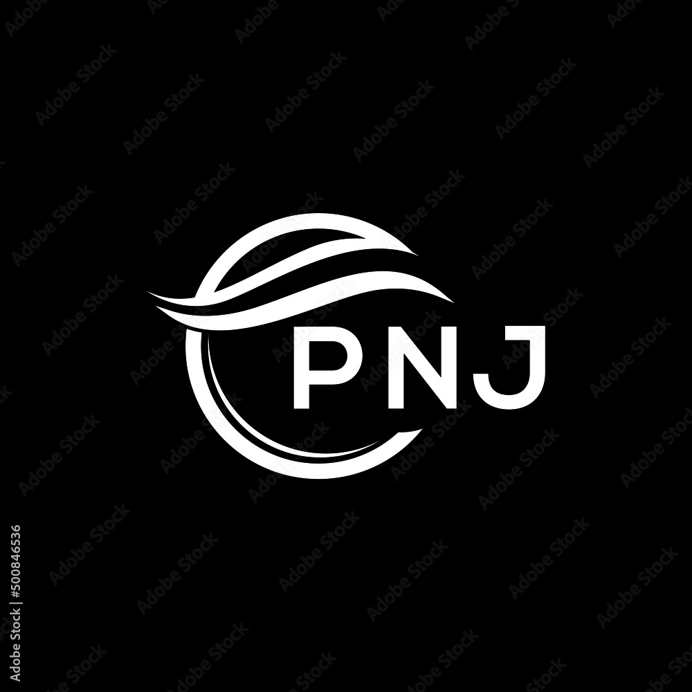 PNJ letter logo design on black background. PNJ creative initials letter logo concept. PNJ letter design. PNJ letter logo design on black background. PNJ creative initials letter logo concept. PNJ letter design.