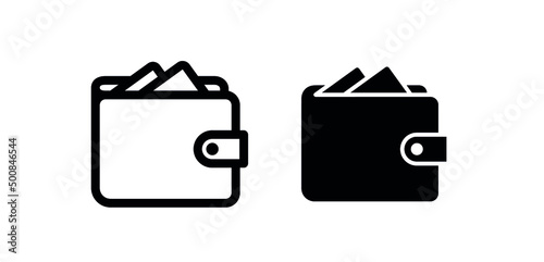 Wallet icon. Payment, money or value symbol. Pictogram of price, amount or savings.