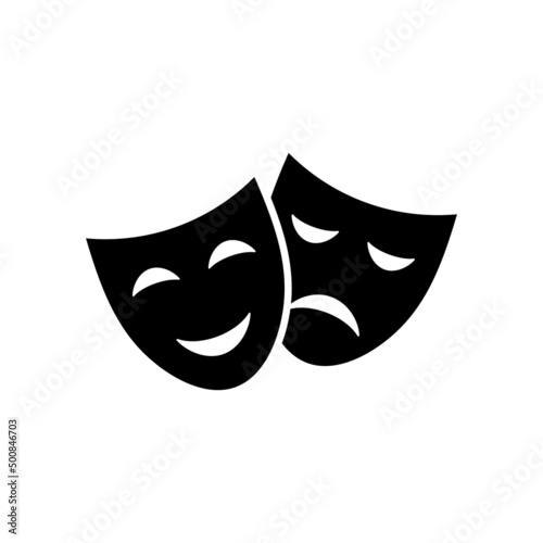 Theatrical mask icon. Theater or actor symbol. Art or cinema pictogram.