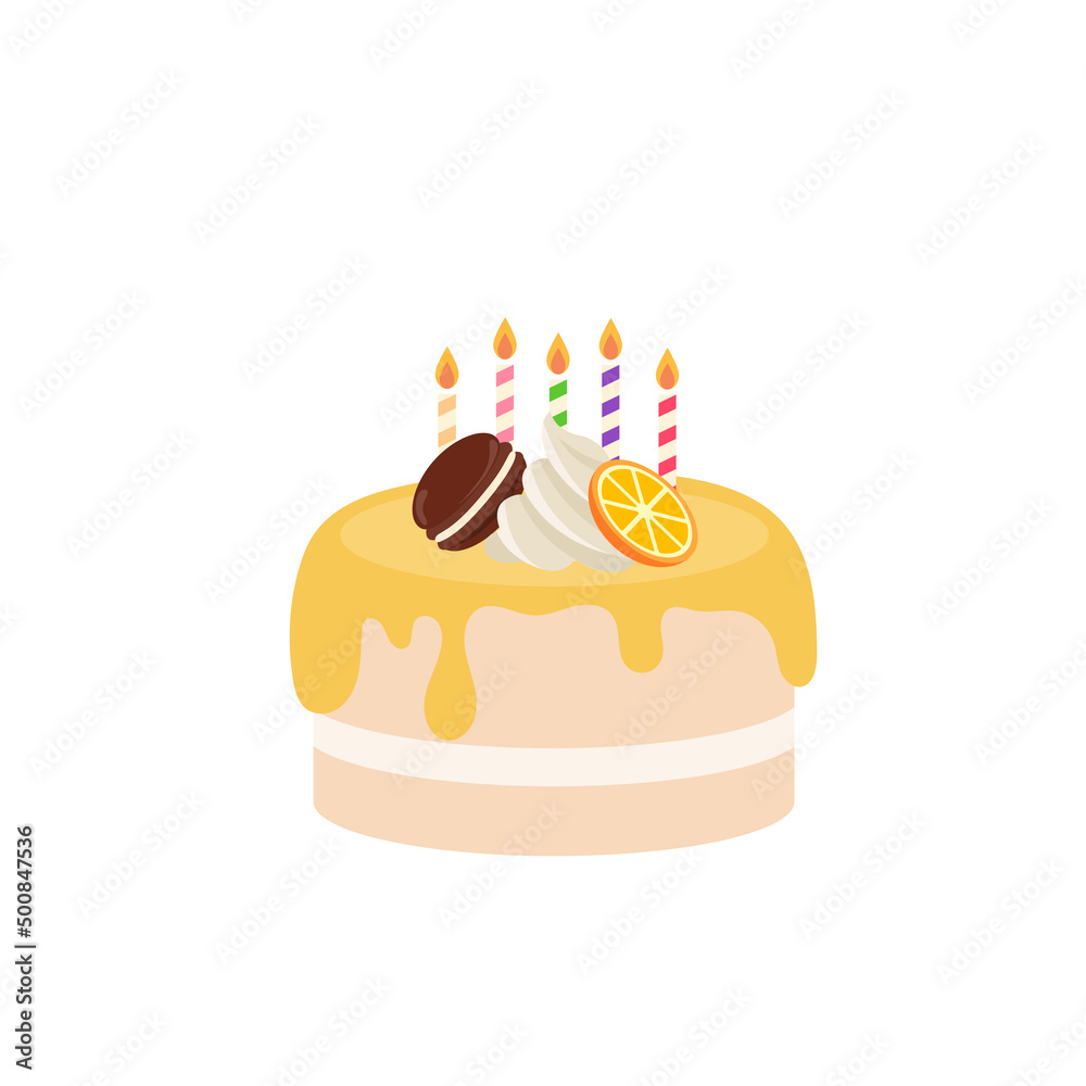 Happy birthday party birthday cake box fruit cake Celebration Party birthday candles set isolated flat vector graphic design illustration And icon elements Happy birthday party birthday cake box fruit cake Celebration Party birthday candles set isolated flat vector graphic design illustration And icon elements