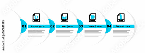 Set line ZIP file document, MAX, EML and CSS icon. Vector