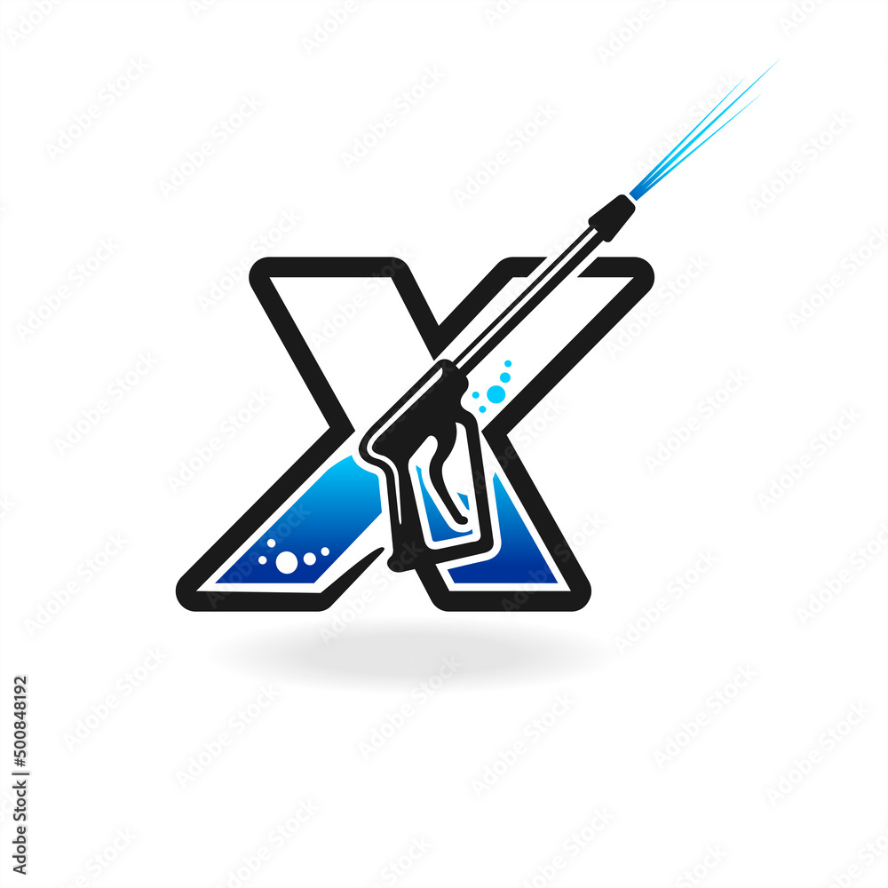 Power wash logo with letter X concept Power wash logo with letter X concept