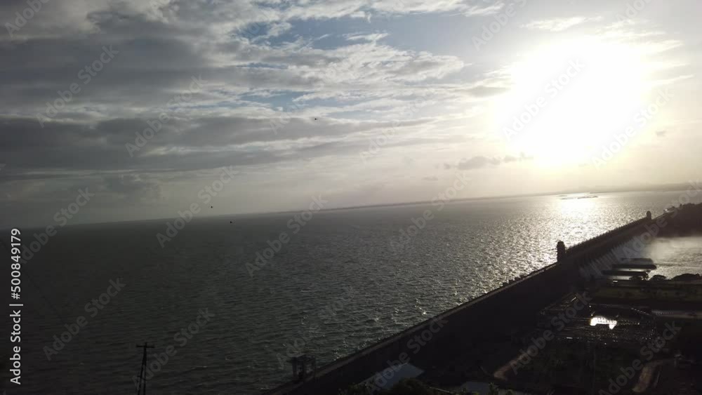 View of a famous tunga bhadra dam during sunset (TB dam)
