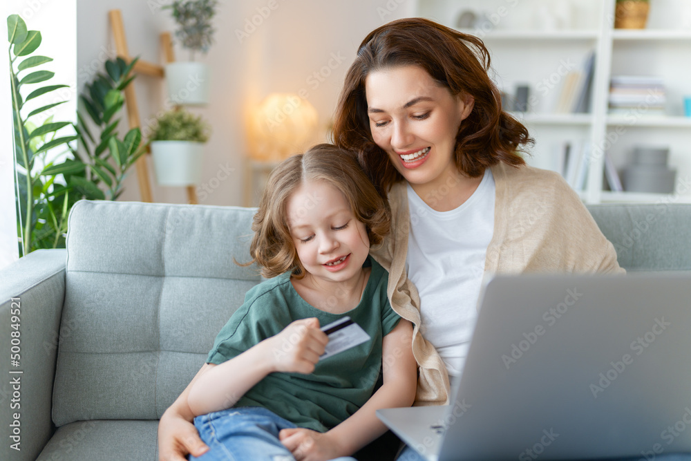 Family is doing online shopping Family is doing online shopping