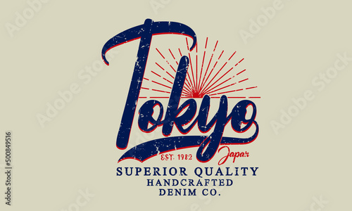 Tokyo T-shirt print design Tokyo design grunge effect print, typography-2