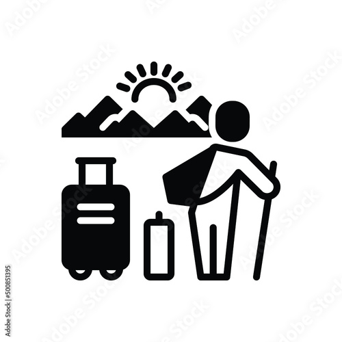 Black solid icon for tourist