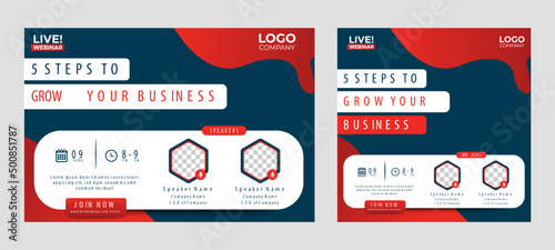 How to Grow Business live webinar banner invitation and social media post template. Business webinar invitation design