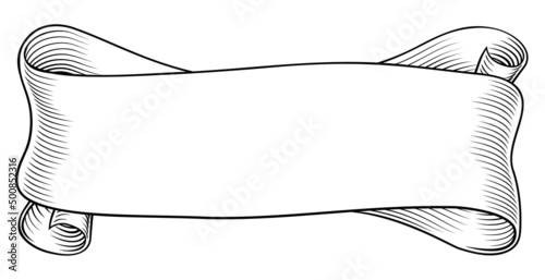 Banner Scroll Vintage Woodcut Engraved Etching