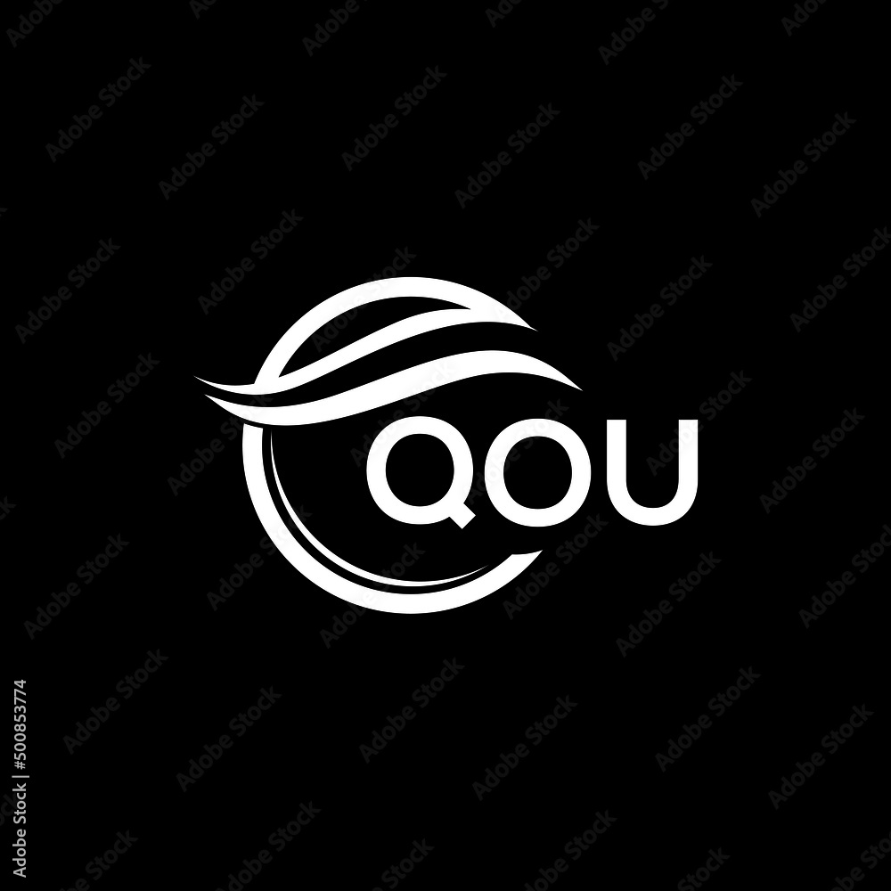 Obraz premium QOU letter logo design on black background. QOU creative initials letter logo concept. QOU letter design. 
