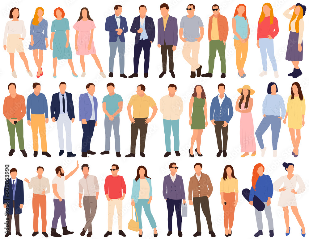set people flat design , isolated on white background, vector