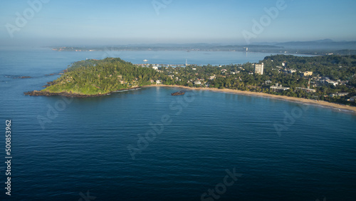Mirissa, Sri Lanka. Tourist city, top view. Main beach, view from the ocean © Andrei Pozharskiy