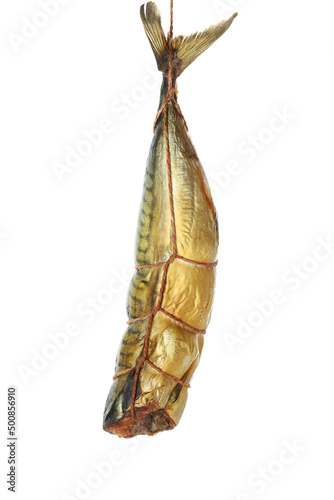Tasty smoked mackerel isolated on white background