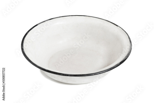 Enamel bowl isolated photo