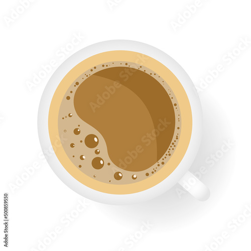 Cup of coffee with foam. Cappuccino, latte on white background. Vector illustration.