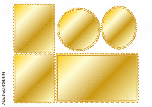 Fondo de sellos dorados en fondo blanco.