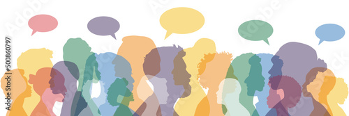 People with chat bubbles. Flat vector illustration.