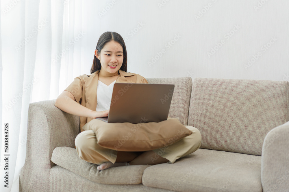Online lifestyle concept A female home worker paying attention on the online meeting with her co-workers. Online lifestyle concept A female home worker paying attention on the online meeting with her co-workers.