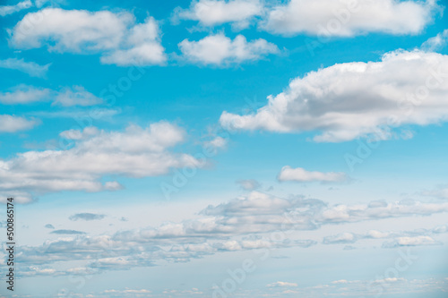 blue sky with white cloud background. turquoise sky with different types of clouds. Beautiful clouds during summer time in Sunny day. Blue sky and white fluffy clouds