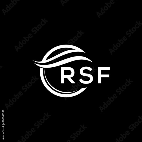 RSF letter logo design on black background. RSF creative initials letter logo concept. RSF letter design.  photo