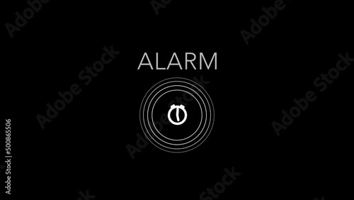 Alarm Screen Concept Animation on Black Background