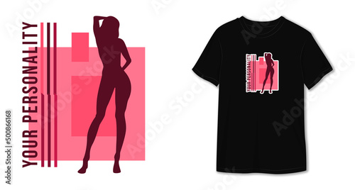 sexy woman silhouette for t shirt design. your personality illustration