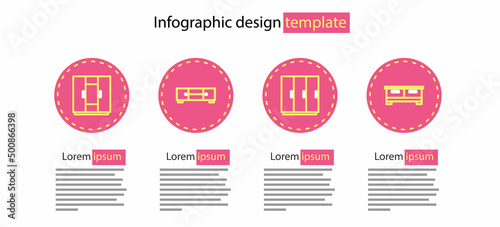 Set line Wardrobe, Chest of drawers, and icon. Vector