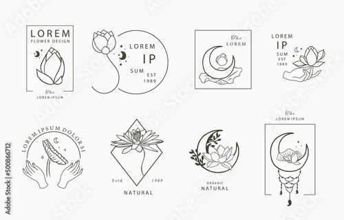 Black lotus flower outline.Vector illustration for icon,sticker,printable and tattoo