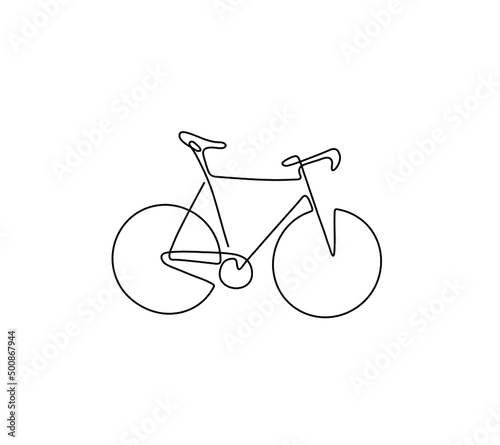 Vector isolated two wheeled adult bicycle one line single line graphic line art drawing