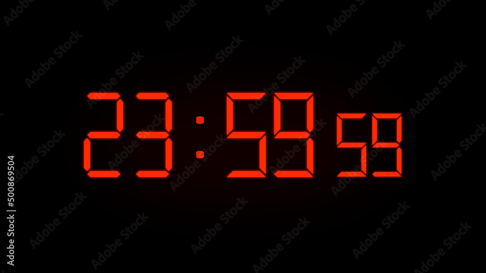 One Minute Digital Countdown Hours Clock Style Realistic One Minute Digital Countdown Hours Clock Style Realistic