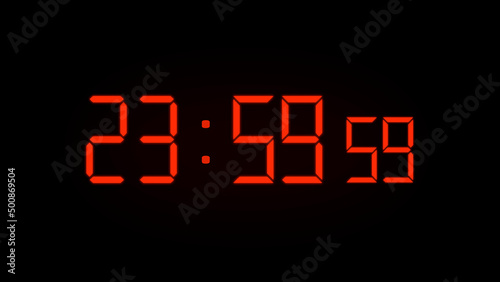 One Minute Digital Countdown Hours Clock Style Realistic