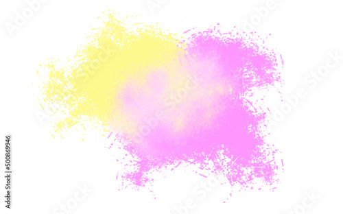 Yellow pink watercolor spot on a white background