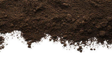 Pile of soil on white background, top view