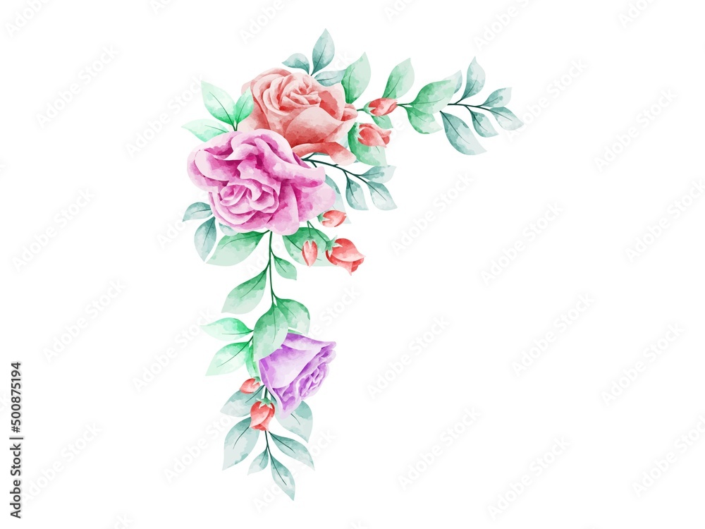 Floral Arrangement Watercolor. Flower Arrangement for Invitation Card