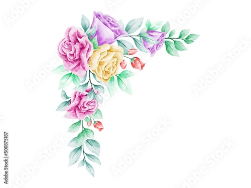Flower Watercolor Arrangement. Flower Arrangement for Invitation Card