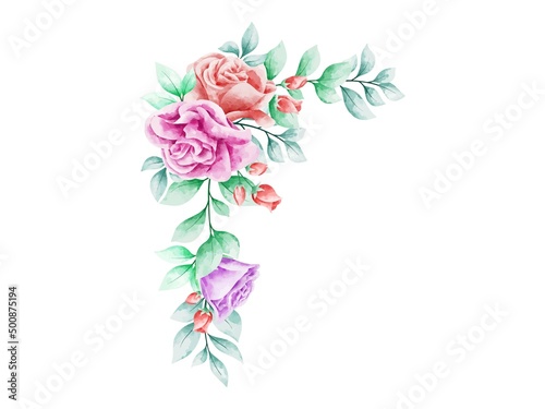 Floral Arrangement Watercolor. Flower Arrangement for Invitation Card